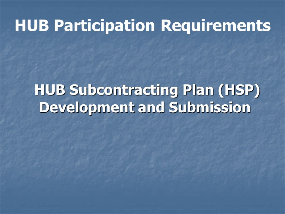 Historically Underutilized Business (HUB) Program